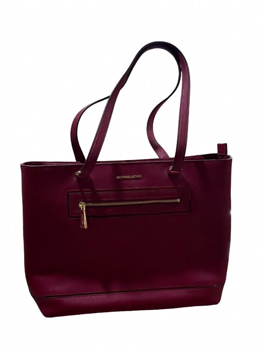 Michael Kors Sady Large Saffiano Leather Laptop Tote Bag Wine Red
